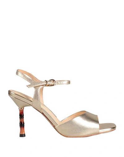 Shop Emanuélle Vee Woman Sandals Platinum Size 8 Leather, Textile Fibers In Grey