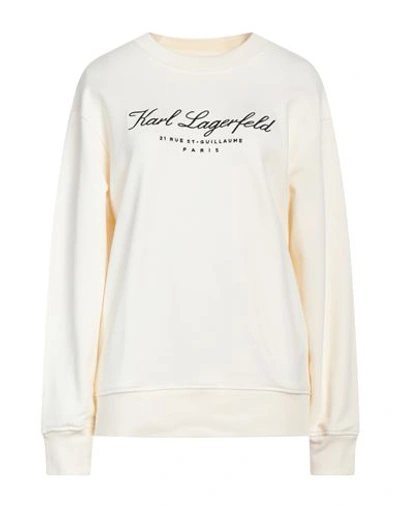 Shop Karl Lagerfeld Woman Sweatshirt Ivory Size L Organic Cotton In White