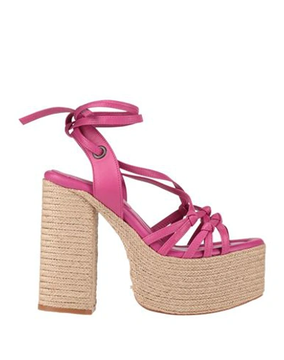 Shop Paloma Barceló Woman Espadrilles Magenta Size 8 Leather