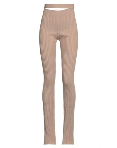 Andreädamo Ribbed Knit Flare Cut Out In Beige