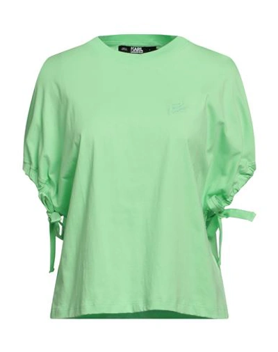 Shop Karl Lagerfeld Woman T-shirt Light Green Size S Organic Cotton