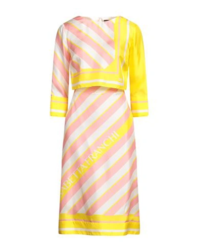 Shop Elisabetta Franchi Woman Midi Dress Yellow Size 4 Silk