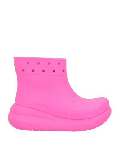 Shop Crocs Woman Ankle Boots Fuchsia Size 6 Rubber In Pink