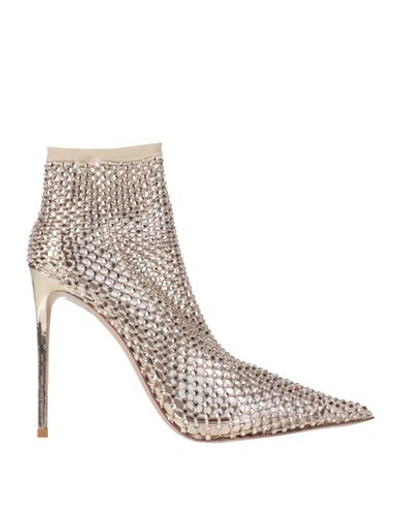 Shop Le Silla Woman Ankle Boots Beige Size 6.5 Textile Fibers, Leather