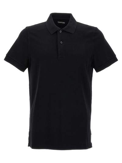 Shop Tom Ford Logo Embroidery Shirt Polo In Black