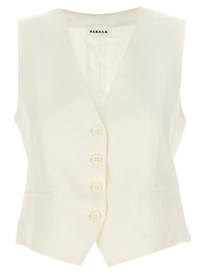 Shop P.a.r.o.s.h Single-breasted Vest Gilet In White