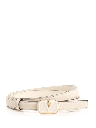 Shop Valentino Vlogo Plaque Belt In White