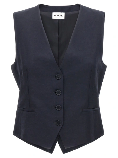 Shop P.a.r.o.s.h Single-breasted Vest Gilet In Blue