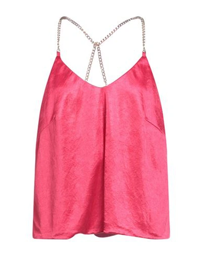 Shop Je Suis Le Fleur Woman Top Fuchsia Size 8 Polyester, Metal In Pink