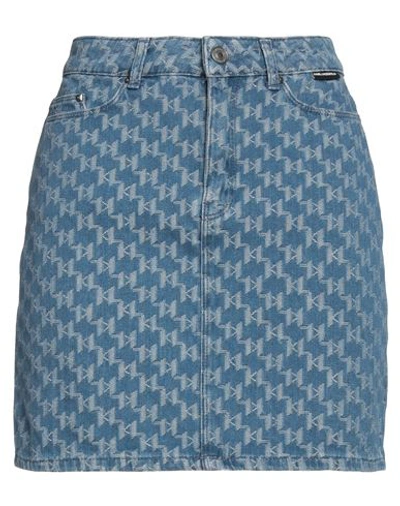 Shop Karl Lagerfeld Woman Denim Skirt Blue Size L Cotton