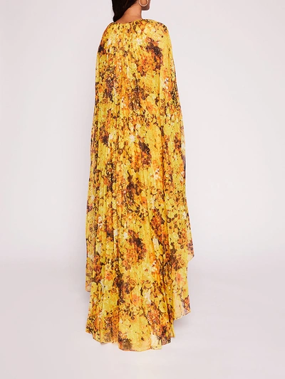Shop Marchesa Foiled Garden Gown In Yellow/gold