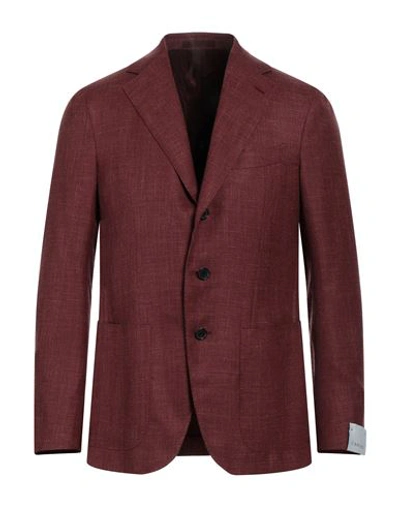 Shop Caruso Man Blazer Brick Red Size 44 Wool, Silk, Linen