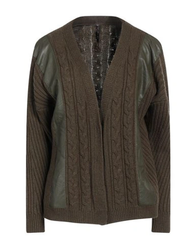 Manila Grace Woman Cardigan Military Green Size L Polyamide, Wool, Viscose, Cashmere, Polyester In Green