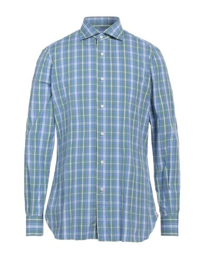 Shop Isaia Man Shirt Sage Green Size 15 ¾ Cotton