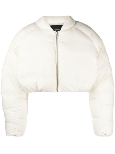 Shop Entire Studios White Pillow Cropped Down Jacket In Neutrals