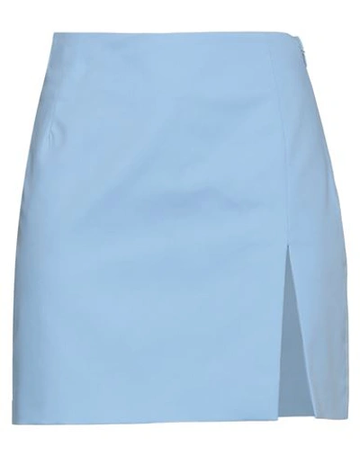 Shop The Andamane Woman Mini Skirt Light Blue Size 4 Cotton, Polyamide, Elastane
