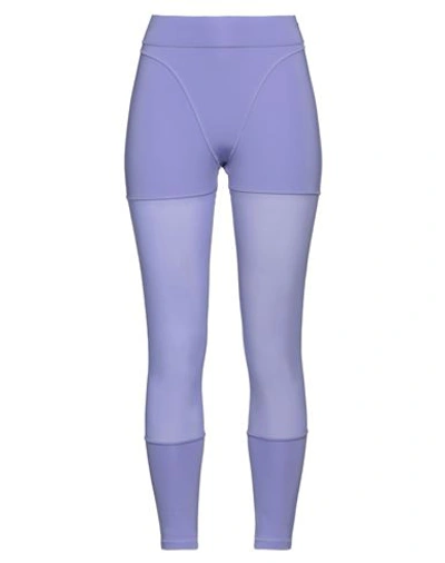 Shop Reebok Woman Leggings Light Purple Size M Nylon, Elastane