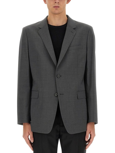 Shop Theory Single Breasted Straight Hem Jacket In Grey