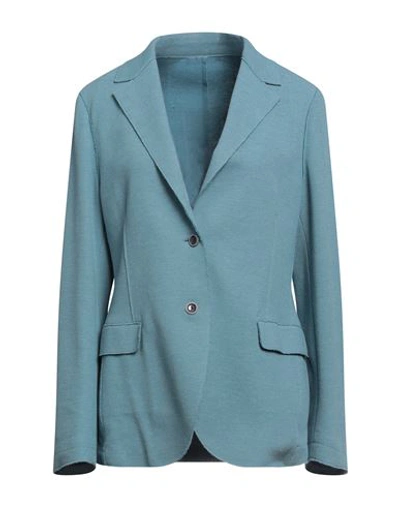 Eleventy Woman Blazer Pastel Blue Size 8 Cotton, Polyester In Blue