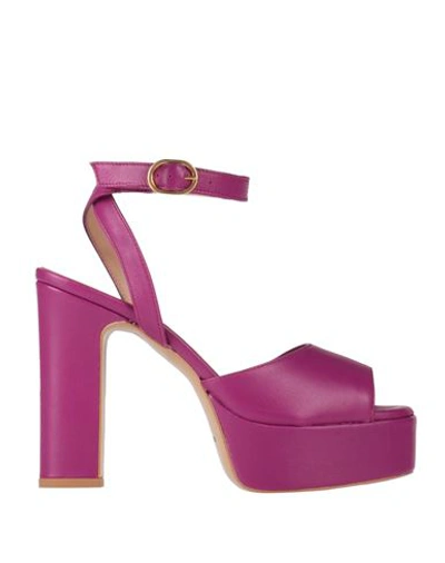 Shop Annaëlle Woman Sandals Mauve Size 7 Leather In Purple
