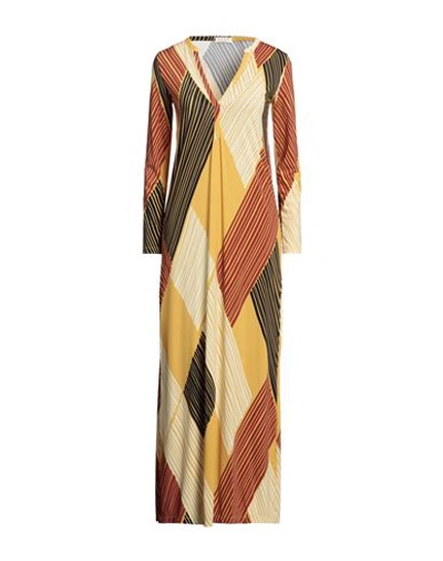 Shop Siyu Woman Maxi Dress Ocher Size 4 Polyamide, Elastane In Yellow