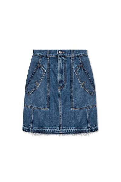 Shop Alexander Mcqueen High Waist Denim Mini Skirt In Blue