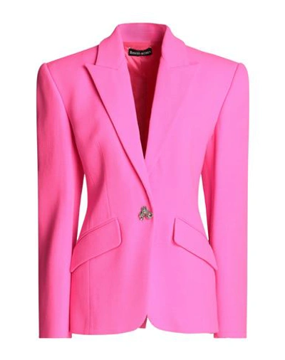 Shop David Koma Woman Blazer Fuchsia Size 6 Wool, Polyamide, Elastane In Pink