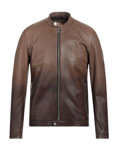 Shop Liu •jo Man Man Jacket Brown Size M Leather