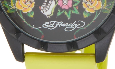 I Touch X Ed Hardy Silicone Strap Watch, 40mm In Matte Neon Lime
