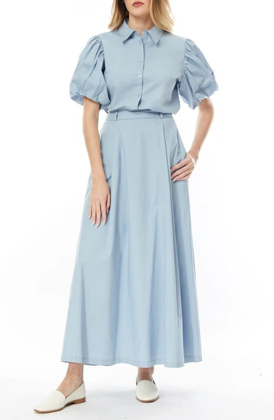 By Design Abigail Poplin Maxi Skirt In Dusty Blue