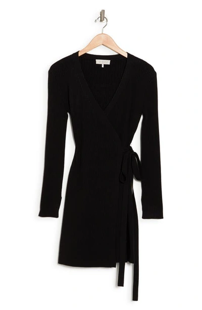 Shop Wayf Long Sleeve Wrap Dress In Black