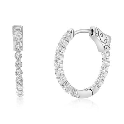 Shop Simona Sterling Silver Or Gold Plated Over Sterling Silver 20mm Inside-outside Round Cz Hoop Earrings