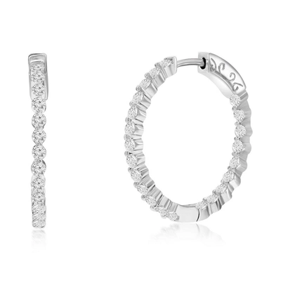 Shop Simona Sterling Silver Or Gold Plated Over Sterling Silver 25mm Inside-outside Round Cz Hoop Earrings