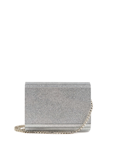 Jimmy Choo Candy-i Want Choo Silver Glitter Clutch In Silver