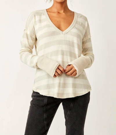 Shop Free People Sail Away Long Sleeve Tee In Natural/tan Stripes In Yellow
