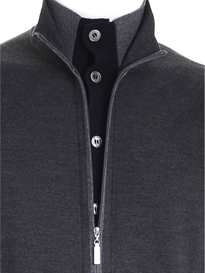 Shop Paolo Fiorillo Zipped Cardigan In Grey