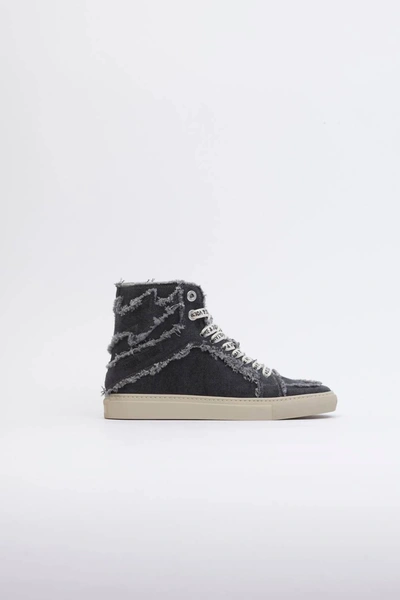 Shop Zadig & Voltaire High Flash Canvas Sneaker In Black In Grey