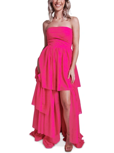 Shop Dear Moon Juniors Womens Mesh Strapless Evening Dress In Pink