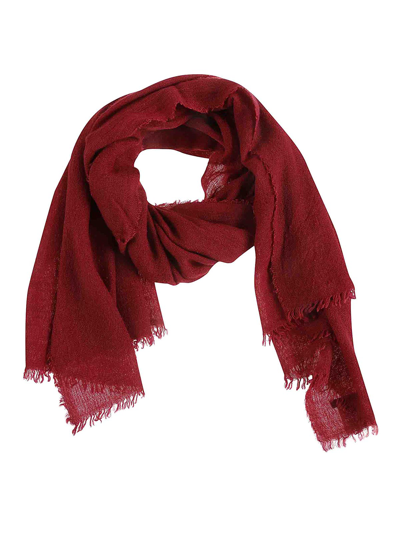 Shop Faliero Sarti Wool Scarf And Fringes In Dark Red