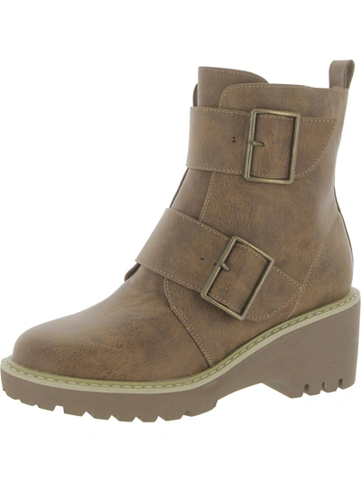 Shop Corkys Woke Womens Faux Leather Zipper Ankle Boots In Brown