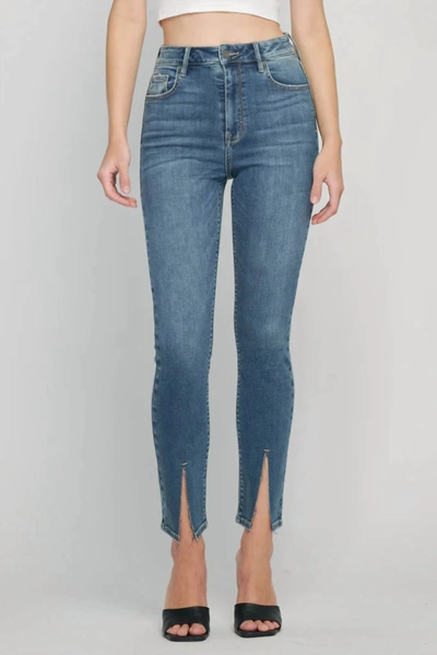 Shop Vervet By Flying Monkey Hidden Taylor Split Hem Skinny Jeans In Medium Wash In Blue