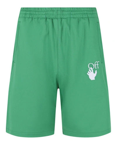 Shop Off-white Hands Off Skate Track Shorts In Green
