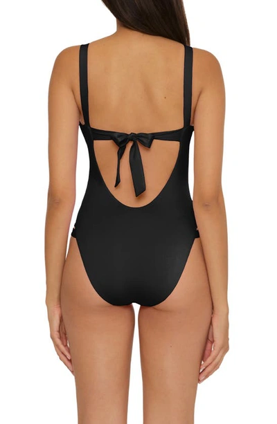 Shop Becca Color Code Leg Inset One-piece Swimsuit In Black