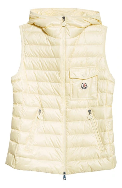 Shop Moncler Glygos Hooded Down Vest In Yellow