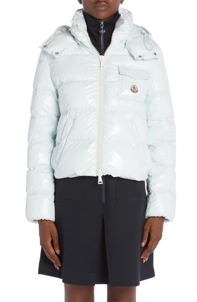 Shop Moncler Andro Hooded Down Puffer Jacket In Light Blue