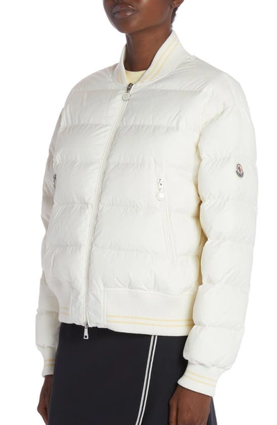 Shop Moncler Argo Down Bomber Jacket In Bright White