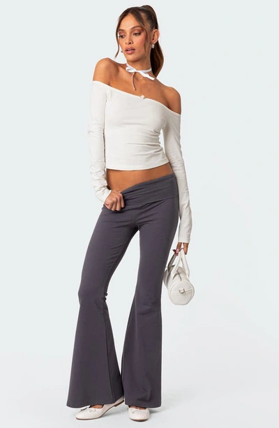 Edikted Naomi Flare Leggings In Dark-gray