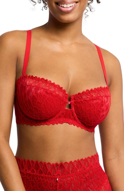 Shop Montelle Intimates Lacey Keyhole Lace Underwire Bra In Sweet Red