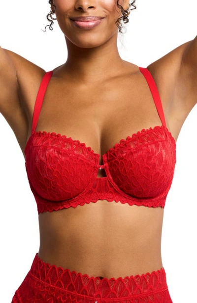 Shop Montelle Intimates Lacey Keyhole Lace Underwire Bra In Sweet Red