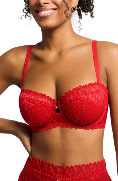 Shop Montelle Intimates Lacey Keyhole Lace Underwire Bra In Sweet Red
